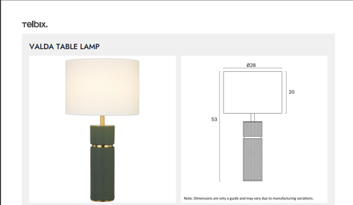 Valda Table Lamp Range
